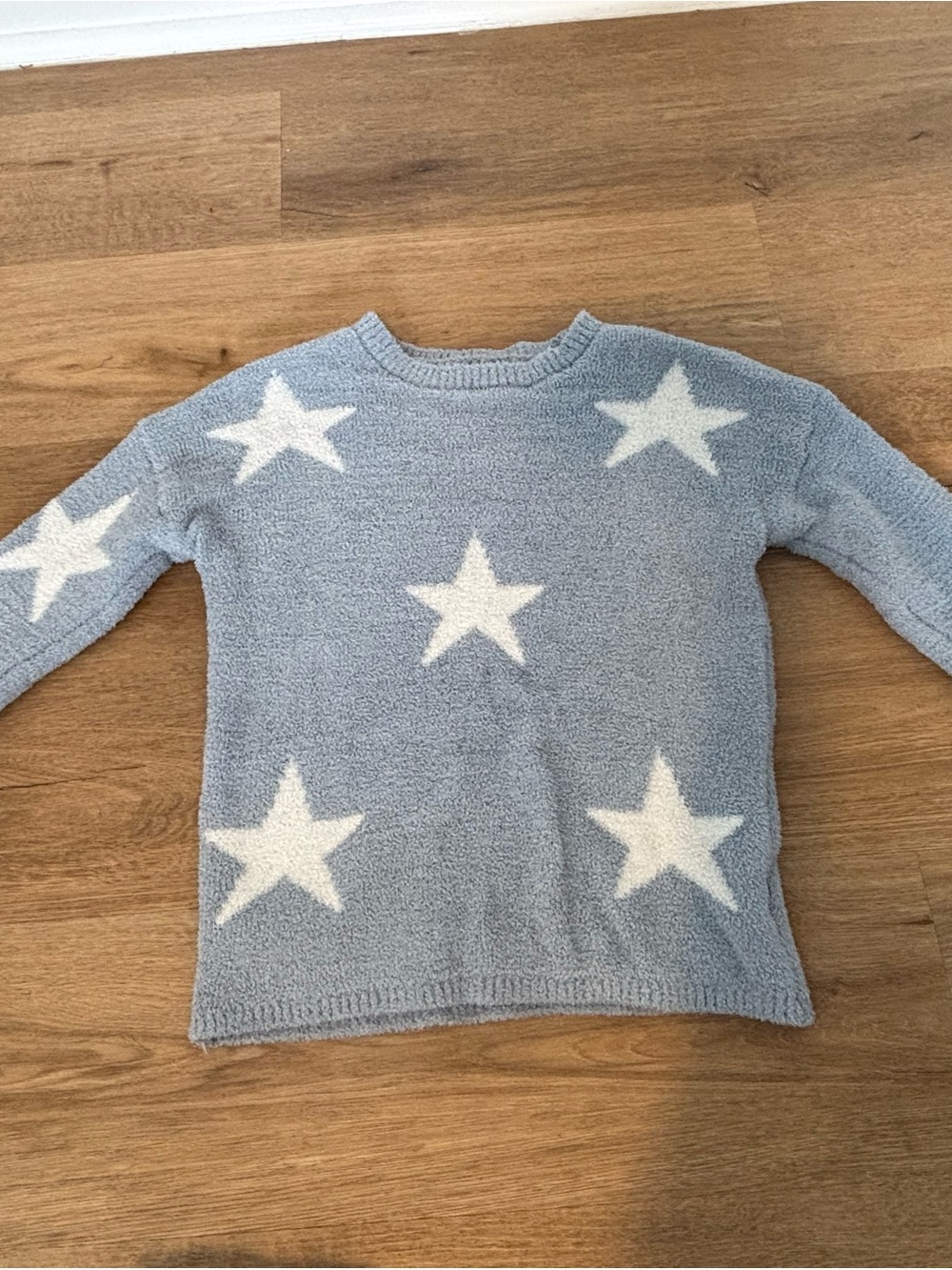 cupcakes & cashmere Light Blue Crewneck Sweater with White Stars